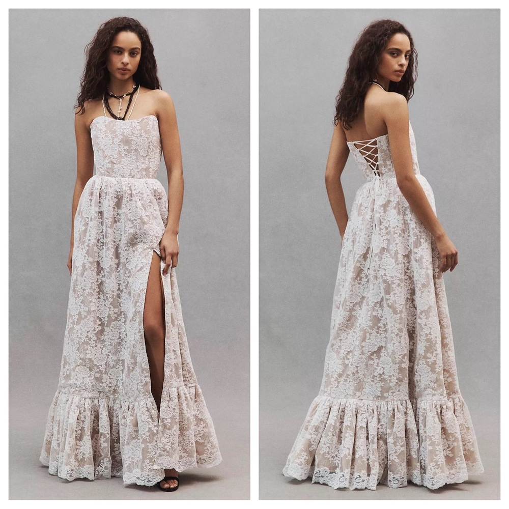 NEW NWT V. Chapman Charlotte Lace Strapless Maxi Gown Anthropologie